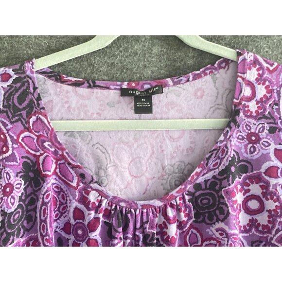 Woman August Silk Purple Paisley Floral Blend Pullover  3/4 Sleeve 3X - Picture 3 of 8